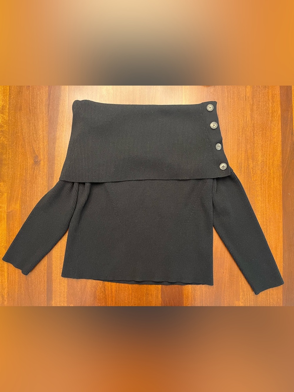 Banana Republic Off-the-Shoulder Ribbed Sweater in black